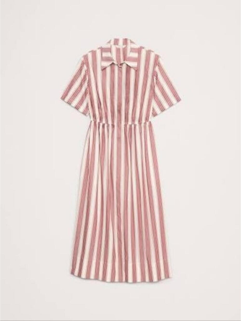 Banana Republic Cotton Poplin Open-Back Shirt Dress Red Stripe dressy SMALL - Picture 4 of 4